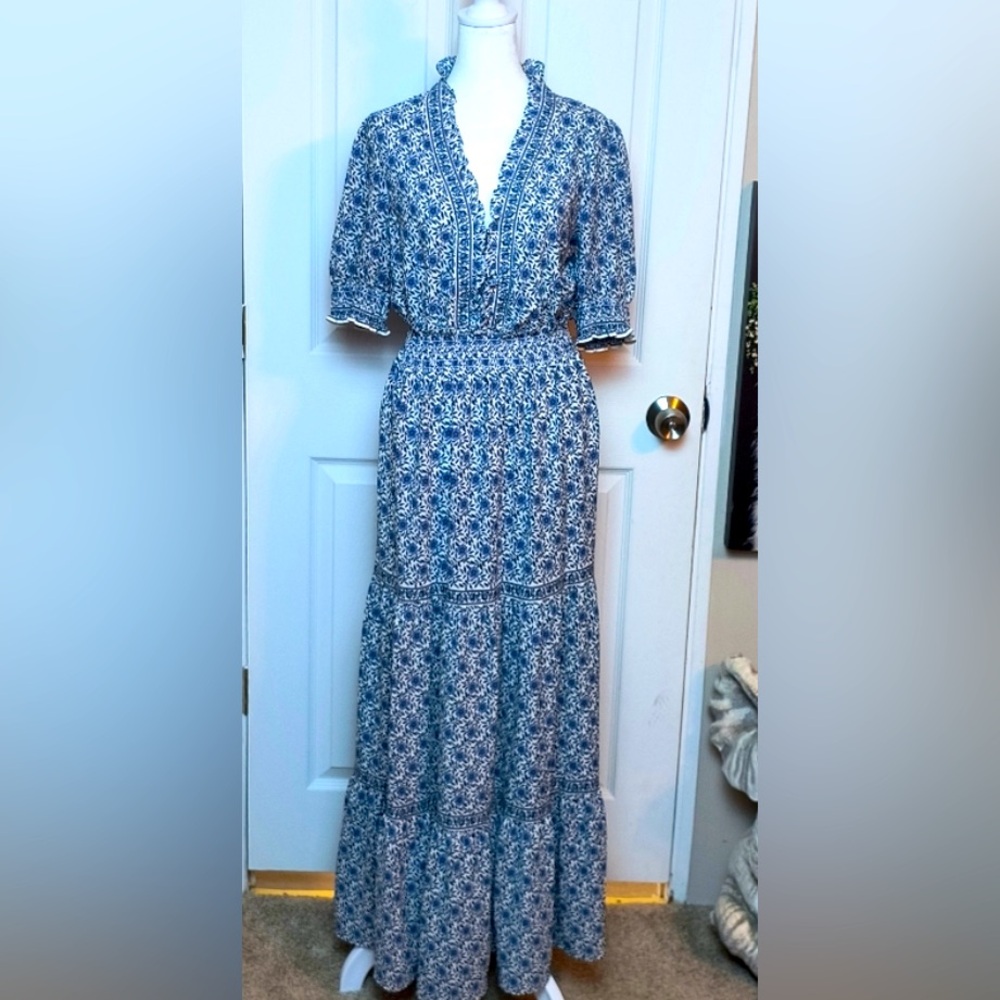 Blue floral maxi dress